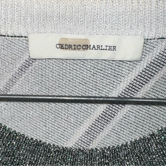 Cedric Charlier Striped Sweater 12 Lurex Glitter Sparkly Thick Top Crewneck - Picture 5 of 15